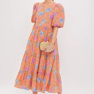 Tuckernuck Hyacinth House Orange Multi Floral Cisco Maxi Dress